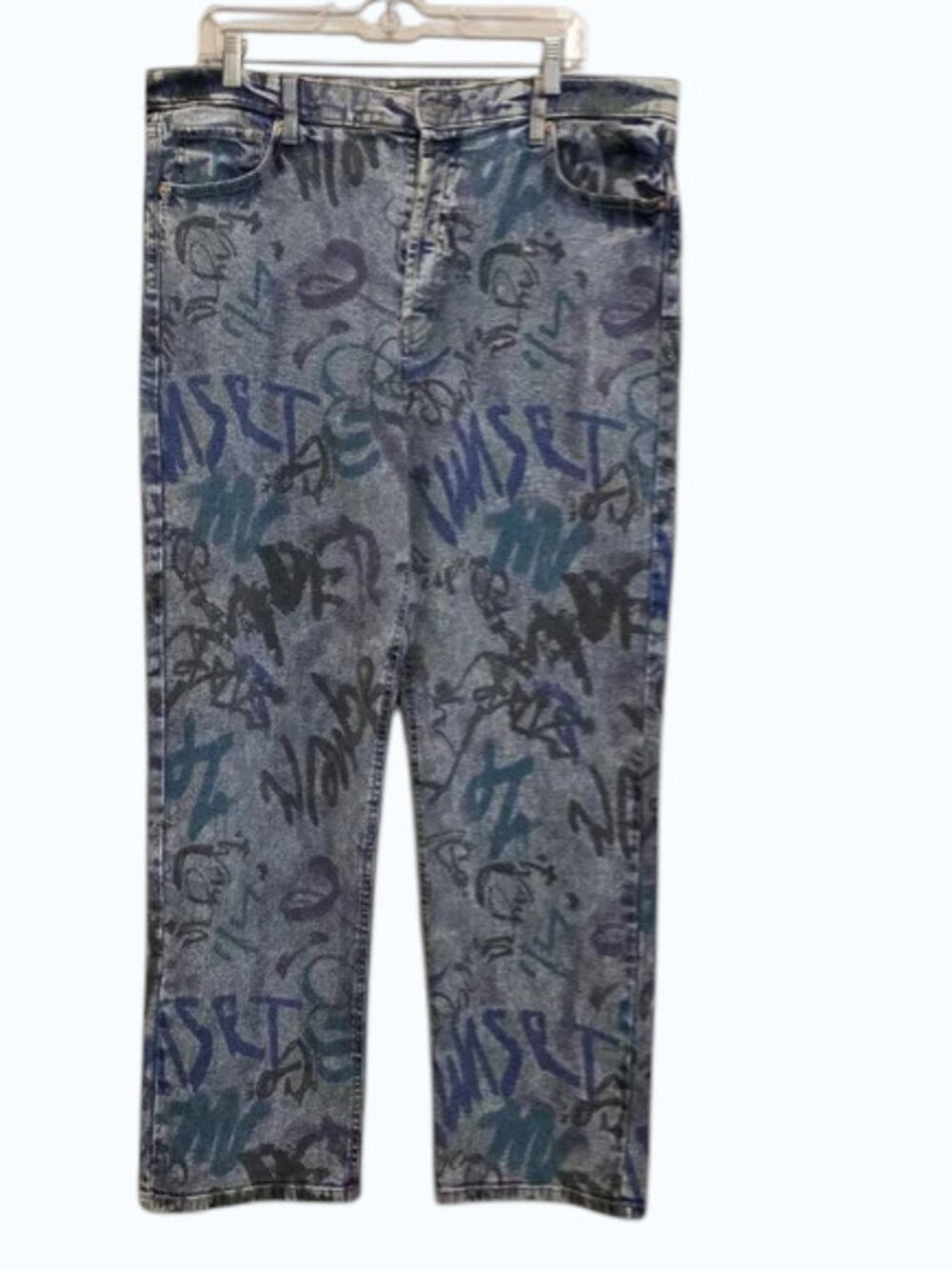 Wild Fable Graffiti Print Jeans Denim Super High Rise Straight Street Size 18